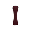 A maroon zippered case designed to hold utensils, featuring a sleek and modern shape.