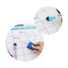 A magnetic calendar planner with a whiteboard surface, featuring colourful markers and an eraser for writing and clearing notes.