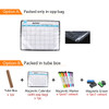 A magnetic calendar planner in a clear opp bag, featuring a monthly layout with colourful markers and an eraser.