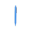 A blue plastic pen with a colour barrel and a clip on the side. It features a logo on the body.