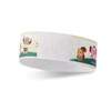 A 25mm wide disposable Tyvek wristband featuring vibrant full-colour illustrations and a white central part.