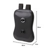 A black teardrop backpack flag with two mounting knobs and adjustable straps, measuring 50 cm by 36 cm by 4 cm.