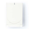 A white wireless charger designed for smartphones, featuring a minimalistic, flat design with a rounded edge.