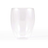 A double wall glass cup with a sleek, clear design, featuring a capacity of 350ml, ideal for beverages.