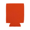An orange stubby cooler with a bottom cut-out, featuring a simple design and stitched edges.
