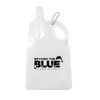 A drink bottle in clear plastic with a handle, featuring a logo and a spout for easy pouring.