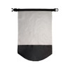 A 10-litre waterproof bag in white with a black bottom, featuring a closure strap and a logo.