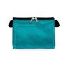 A teal zippered pouch with black detailing and two side openings. The pouch is plain without any logos or branding.
