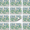 A sheet of stickers featuring a mountain design with "Leave No Trace" in green and beige tones.