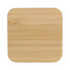 A bamboo wireless charger with a smooth, square surface. It features rounded corners and a subtle natural wood grain.