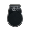 A magnetic car phone holder in black with a sleek metallic finish and a logo.