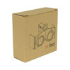 A brown cardboard box containing VR Fold Glasses, featuring a simple design and a logo on the front.