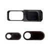 A set of three black webcam covers in varying sizes, featuring a sleek design. Each cover has a logo.