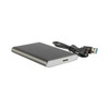 A grey Eagle USB 3.0 hard drive with a USB cable beside it, featuring a sleek metallic design.