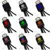 A set of charging cables in various colours including blue, red, green, orange, pink, and black, featuring a logo.