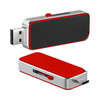 A red and silver Type-C LED flash drive with a sliding mechanism and a branding logo.