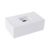 A white gift box with a cut-out section, designed for packaging pens. It features a smooth, clean surface.