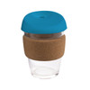 coffee cup / Mug 12oz/340ml Glass Karma Kup Cork Band Silicon lid Reusable  Eco Friendly