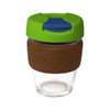 coffee cup / Mug 12oz/340ml Glass Karma Kup Cork Band Plastic Flip Lid Reusable  Eco Friendly