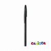 A black pen with a clip and a logo at the bottom.