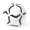 A white soccer ball with black geometric patterns. It has a smooth surface and a classic design.
