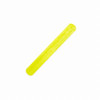 A reflective yellow stick with a smooth surface, featuring a branding logo on one side.