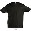 A dark green round neck T-shirt made from 100% semi-combed ringspun cotton, featuring a small logo.