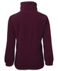A maroon polar fleece jacket with a high collar and elasticated cuffs, featuring a branded logo.