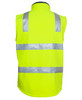 A high-visibility yellow softshell vest with reflective stripes and a logo. Suitable for workwear.