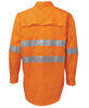 An orange long-sleeve work shirt featuring reflective silver stripes, with a logo on the upper back.