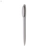 A plastic pen in a sleek grey design, featuring a subtle logo on the body.