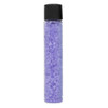 A clear tube filled with purple bath salts, topped with a black cap. The tube is slender and transparent.