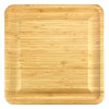 A bamboo cheeseboard with a square shape and a smooth, natural finish. Suitable for serving cheese and snacks.
