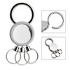 A silver multi ring key ring featuring a central circular piece and three attached key rings.