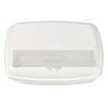 A white 3-section lunch box with a transparent lid, featuring a smooth surface and a simple design.