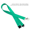 Teal polyester lanyard, 20mm wide, featuring a safety break and thumb trigger. Includes a clip attachment and branding.