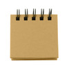 A notepad with a brown cardboard cover and black spiral binding at the top. It has a simplistic design with no text.