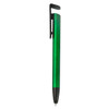 A green stylus pen with a black clip and tip. It features a smooth, glossy finish.