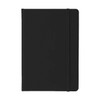 A5 PU notebook in black, featuring a soft cover and an elastic band closure. Includes a logo on the front.
