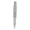 A plastic pen in translucent white with a silver clip and grip. It features a smooth writing tip.