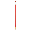 A round mechanical pencil in vibrant red with a black tip and a white branding section.