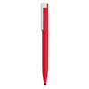 A red stylus pen with a white clip. The pen has a sleek, modern design and features a logo.