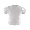 A white stress T-shirt shaped stress relief toy with a realistic design and texturing details.