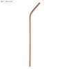 A rose gold stainless steel straw, bent design, suitable for drinking. The image features a logo.