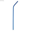 A blue stainless steel drinking straw, bent shape, measuring 6mm x 266mm, featuring a logo.