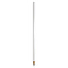 A white wood pencil with a sharpened grey lead tip, featuring a simple design.