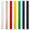 A set of carpenter pencils in various colours: white, natural wood, red, yellow, green, blue, and black.