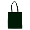 A large black shopping tote bag with gusset and two handles, featuring a logo on the front.