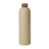 A drink bottle in beige with a brown lid. It has a smooth finish and features a logo.