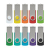 A collection of ten Helix 4GB Mix & Match Flash Drives in various colours, featuring a metal clip and a circular button.